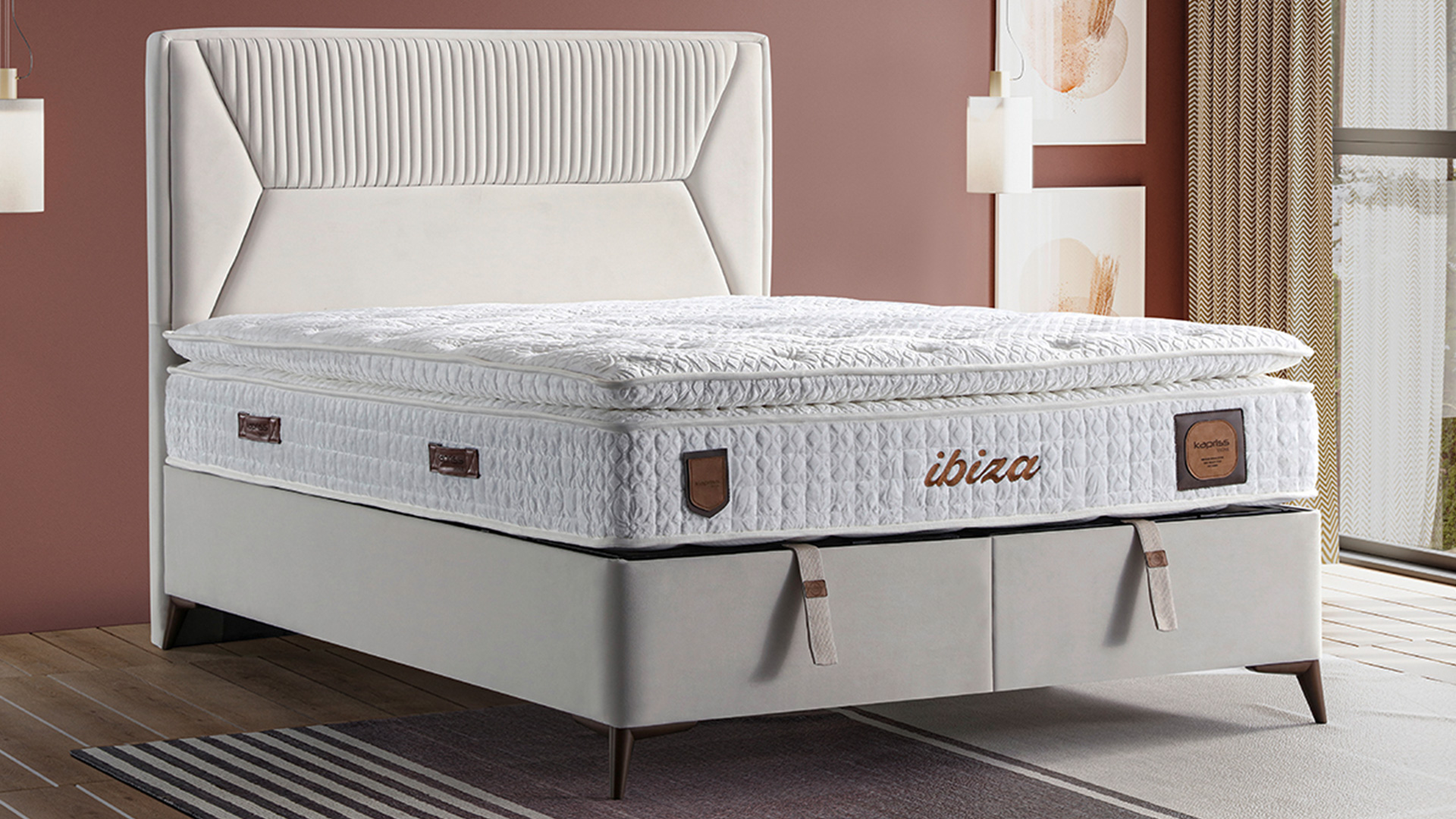 Ibiza Krem Yatak ve Baza Takımı