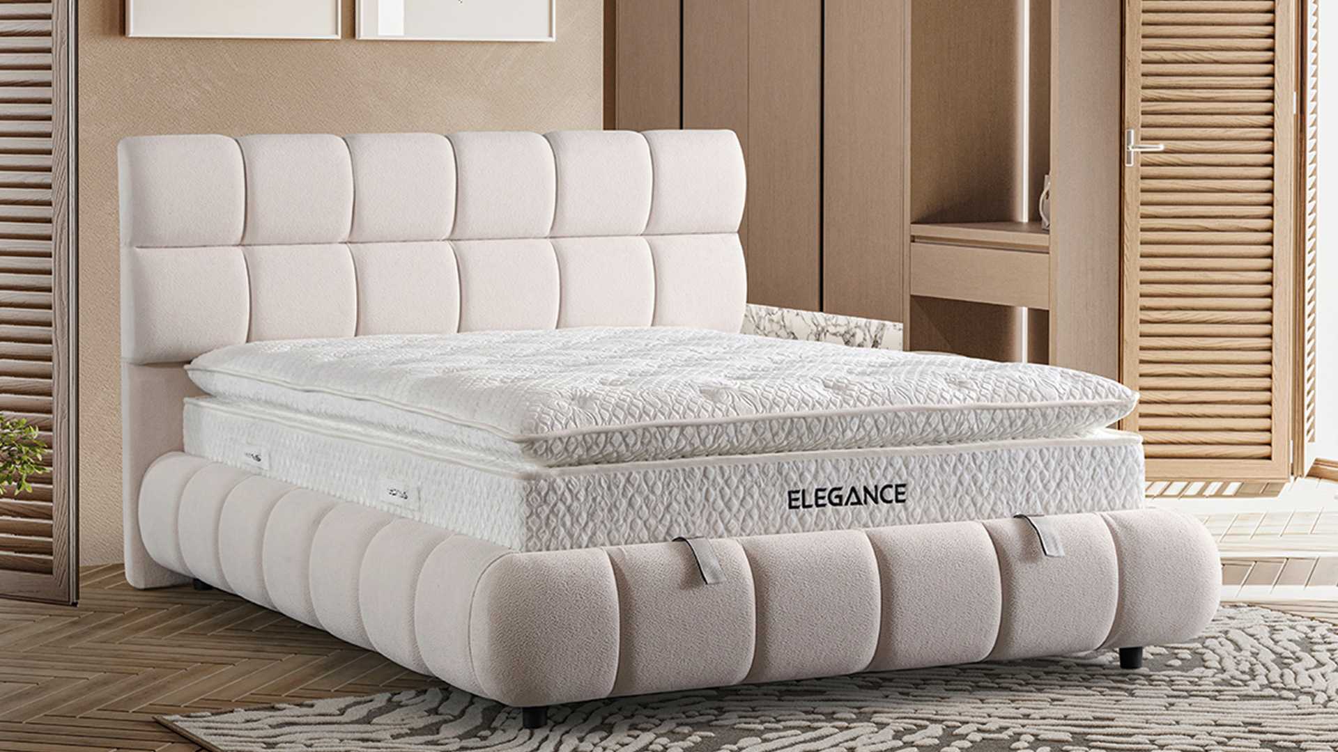Elegance Plus Krem Yatak ve Baza Takımı