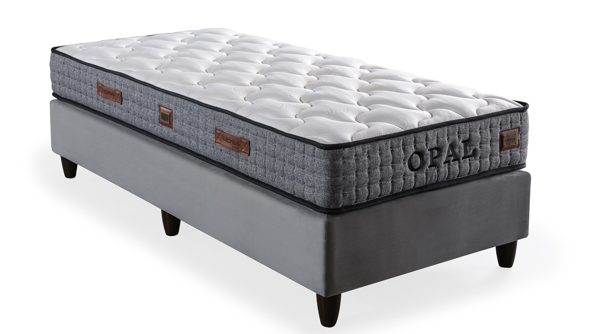 Opal Gri Tek Kişilik Yatak ve Baza Takımı