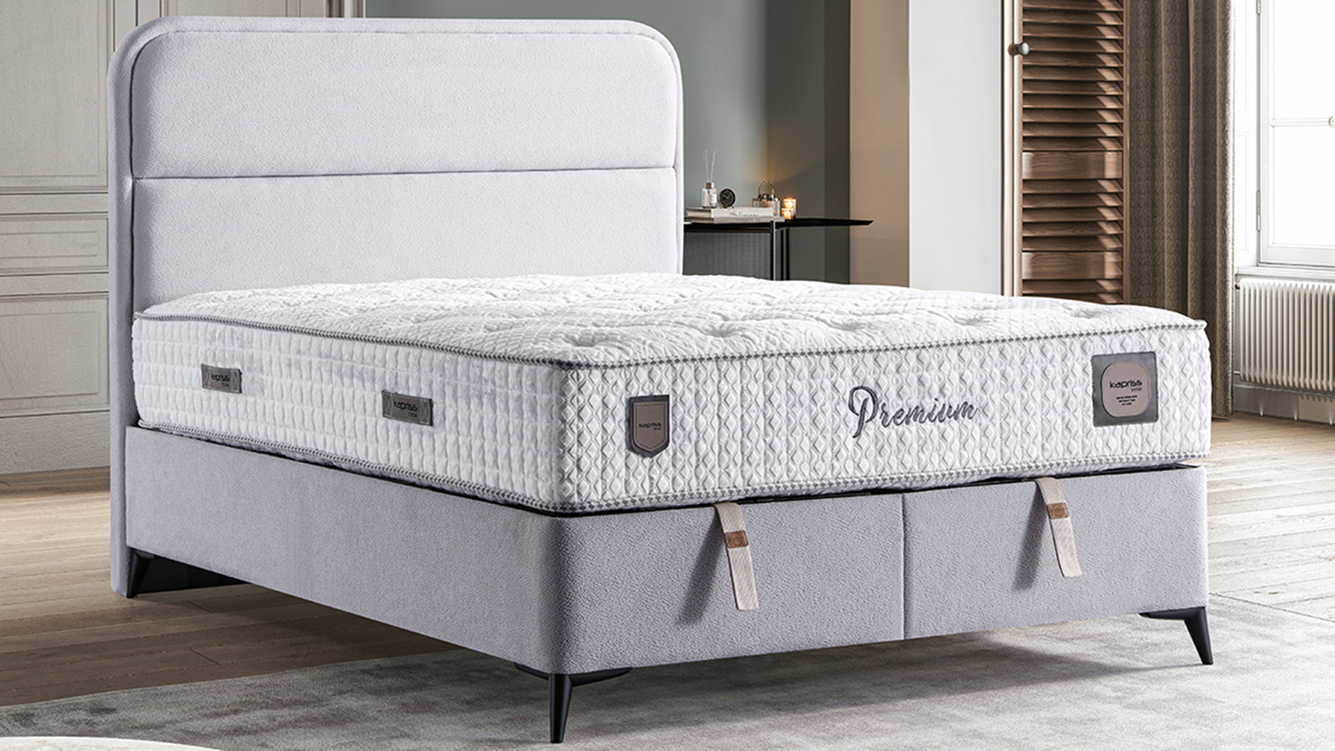 Premium Gri Yatak ve Baza Takımı