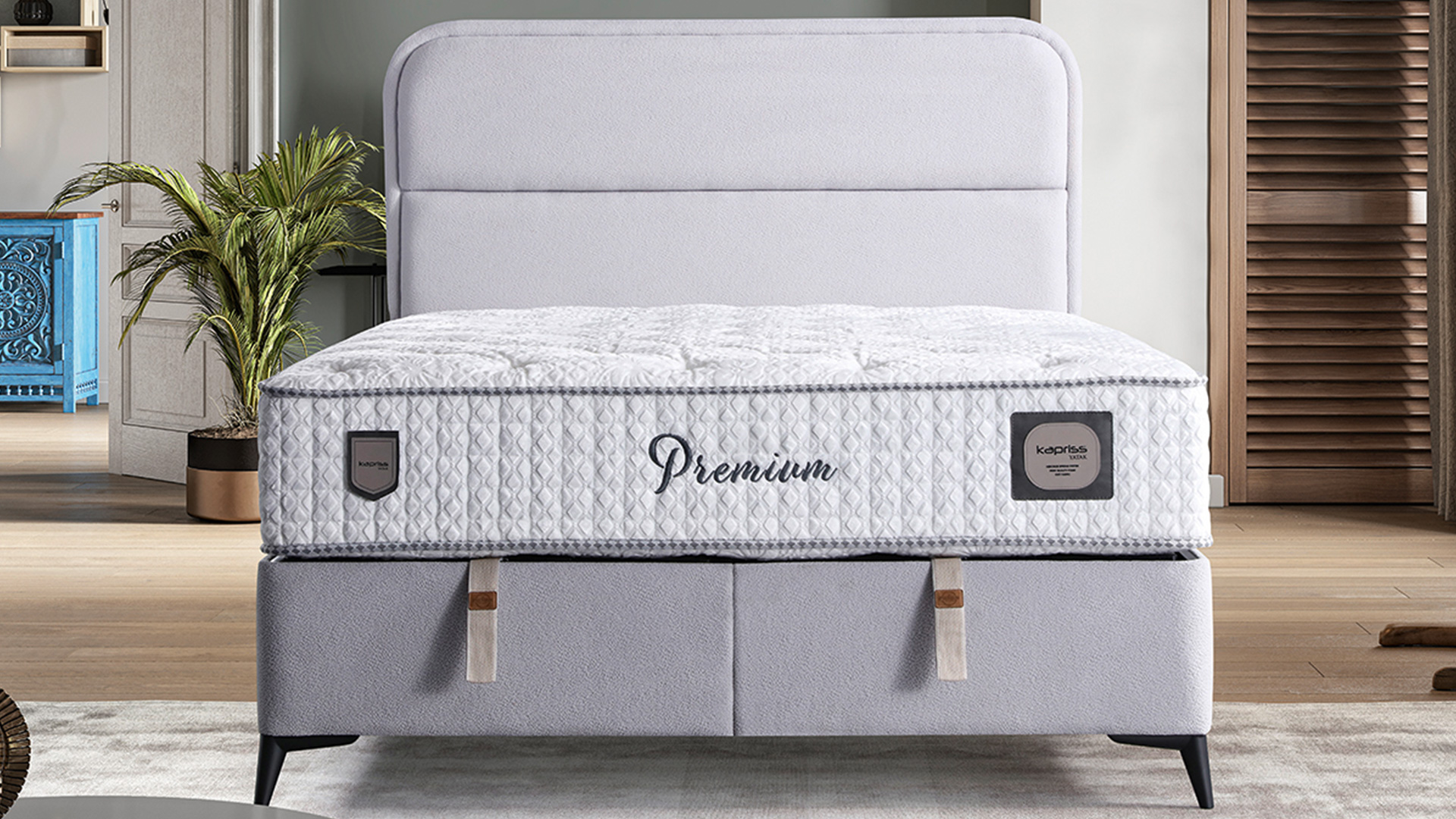 Premium Gri Yatak ve Baza Takımı