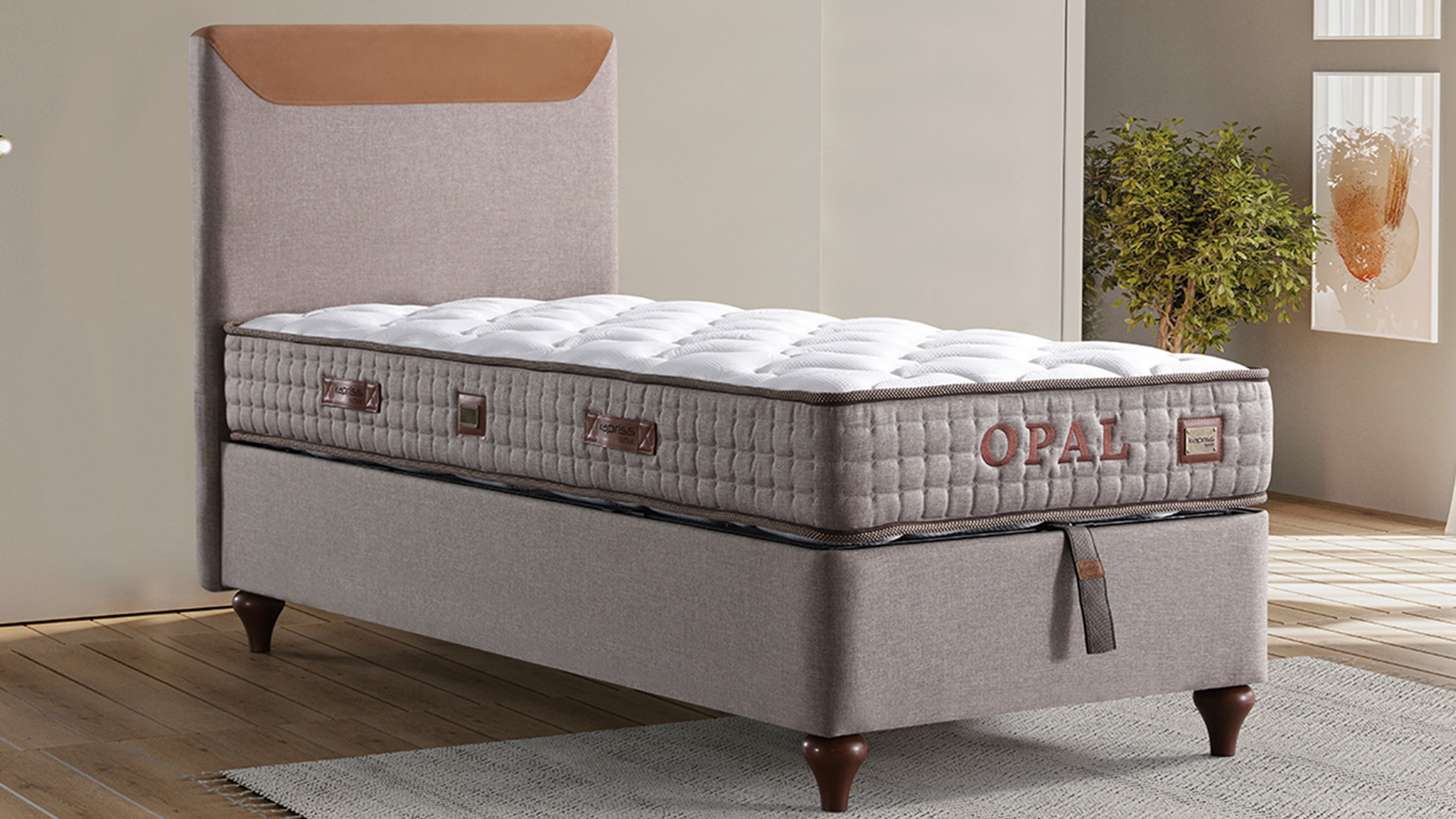 Opal Kahve Tek Kişilik Yatak