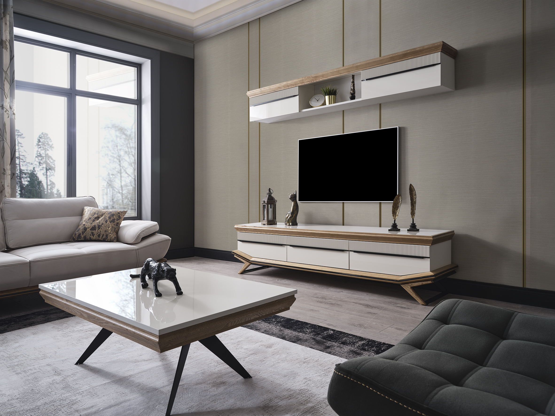 Elize Ahşap TV ünitesi+Konsol+Yemek Masası