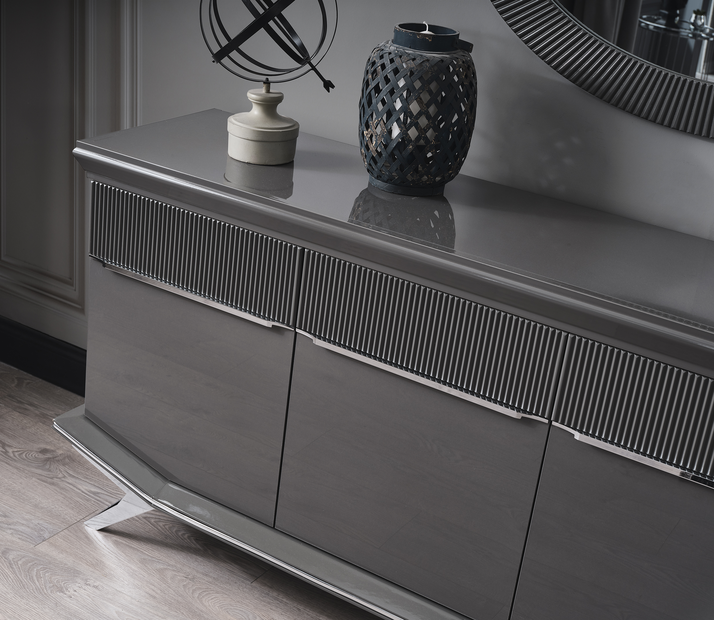 Asya Gümüş Konsol+TV Ünitesi+Yemek Masası+Orta Sehpa