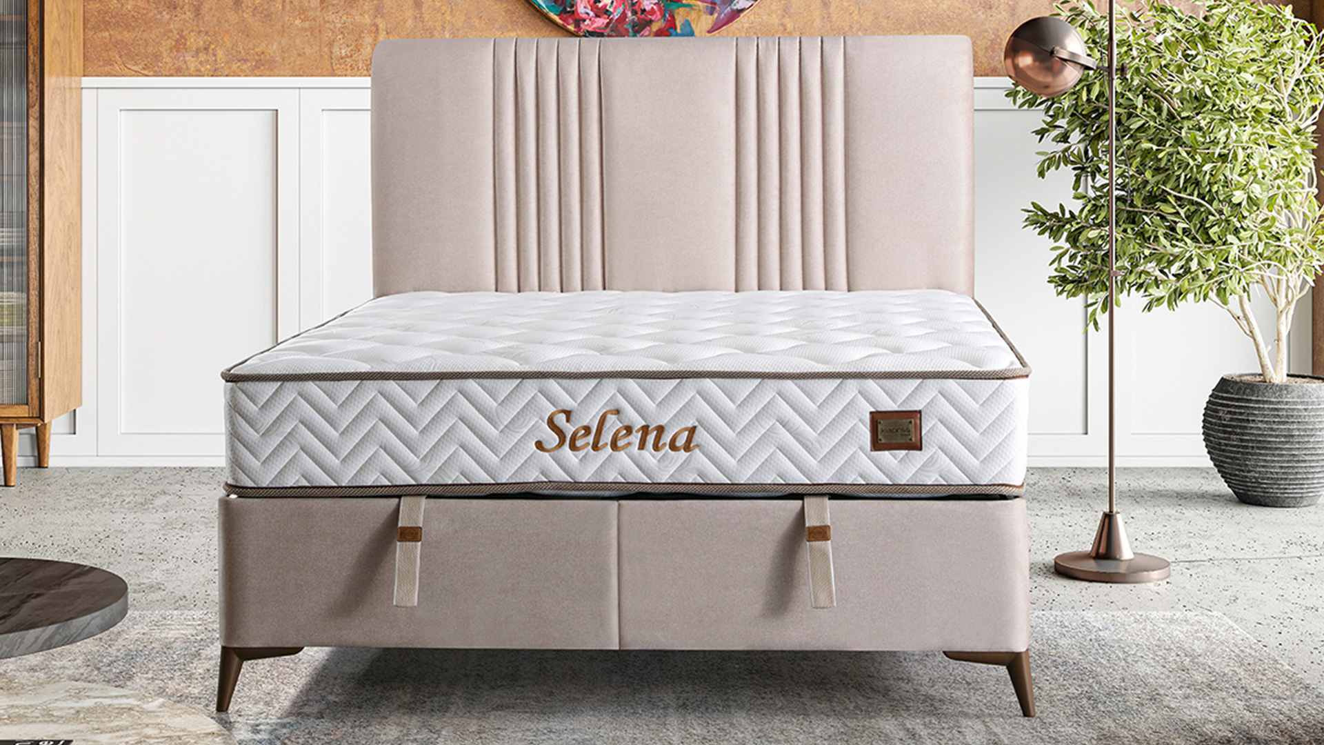 Selena Krem Yatak ve Baza Takımı