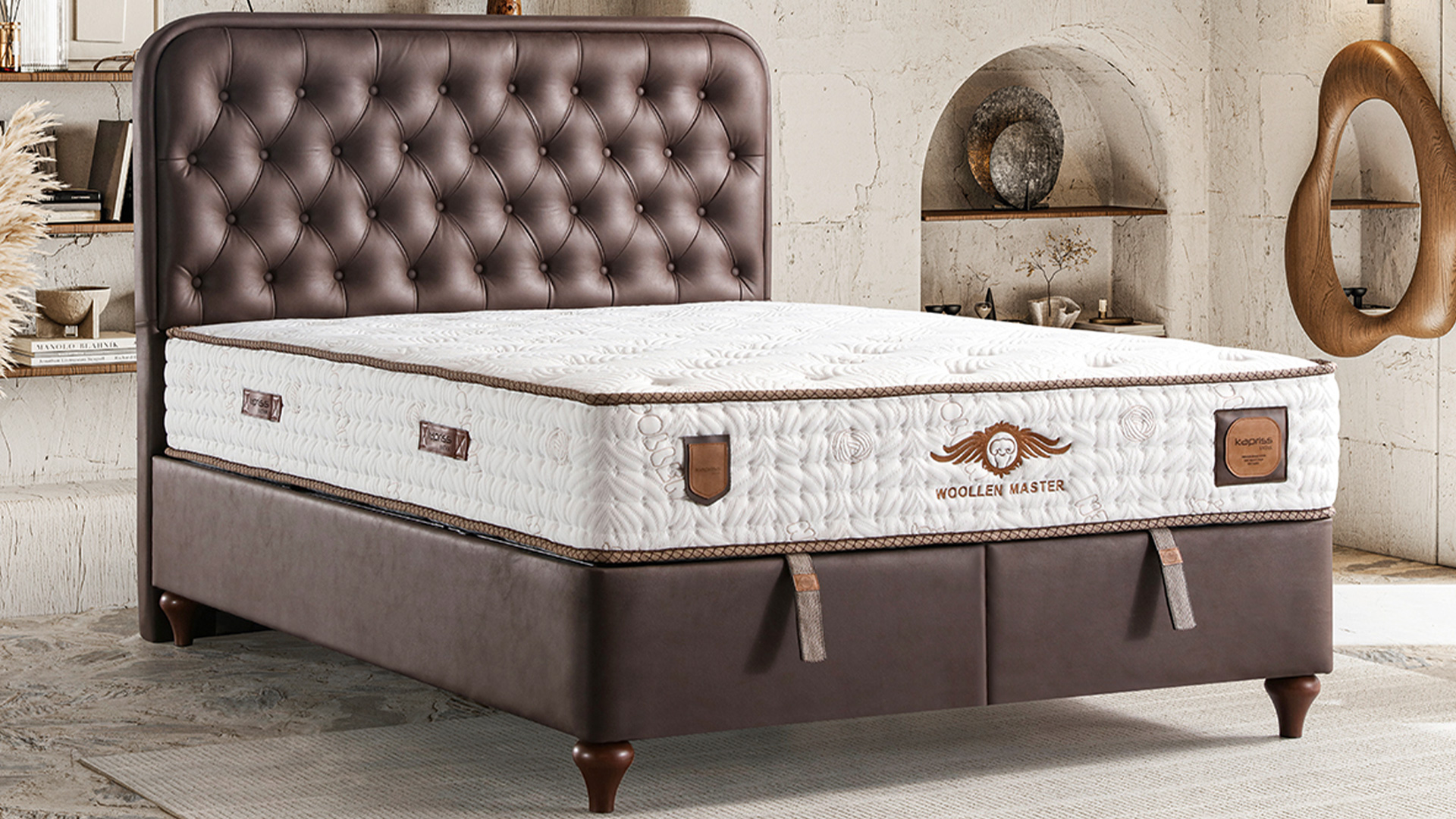 Woollen Master Kahve Yatak ve Baza Takımı