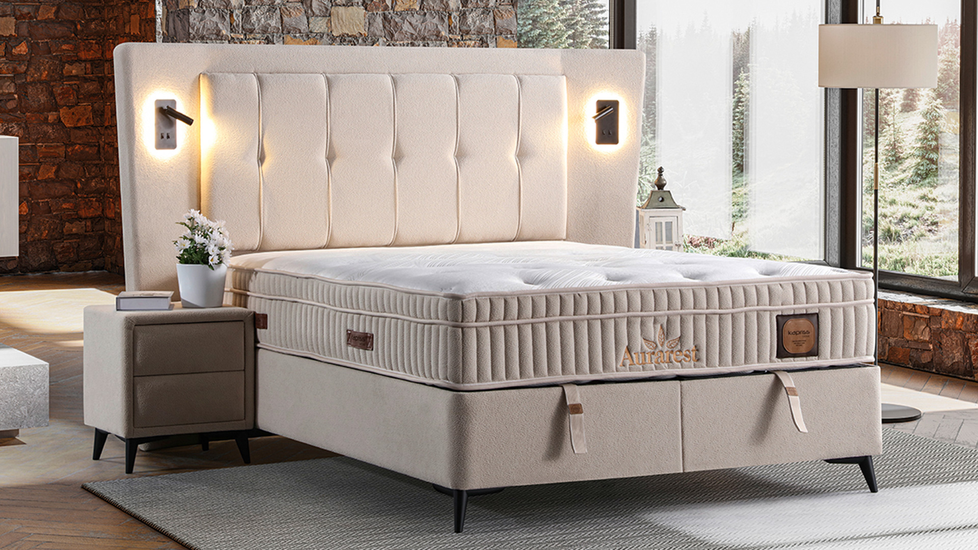 Aurest Krem Yatak ve Baza Takımı