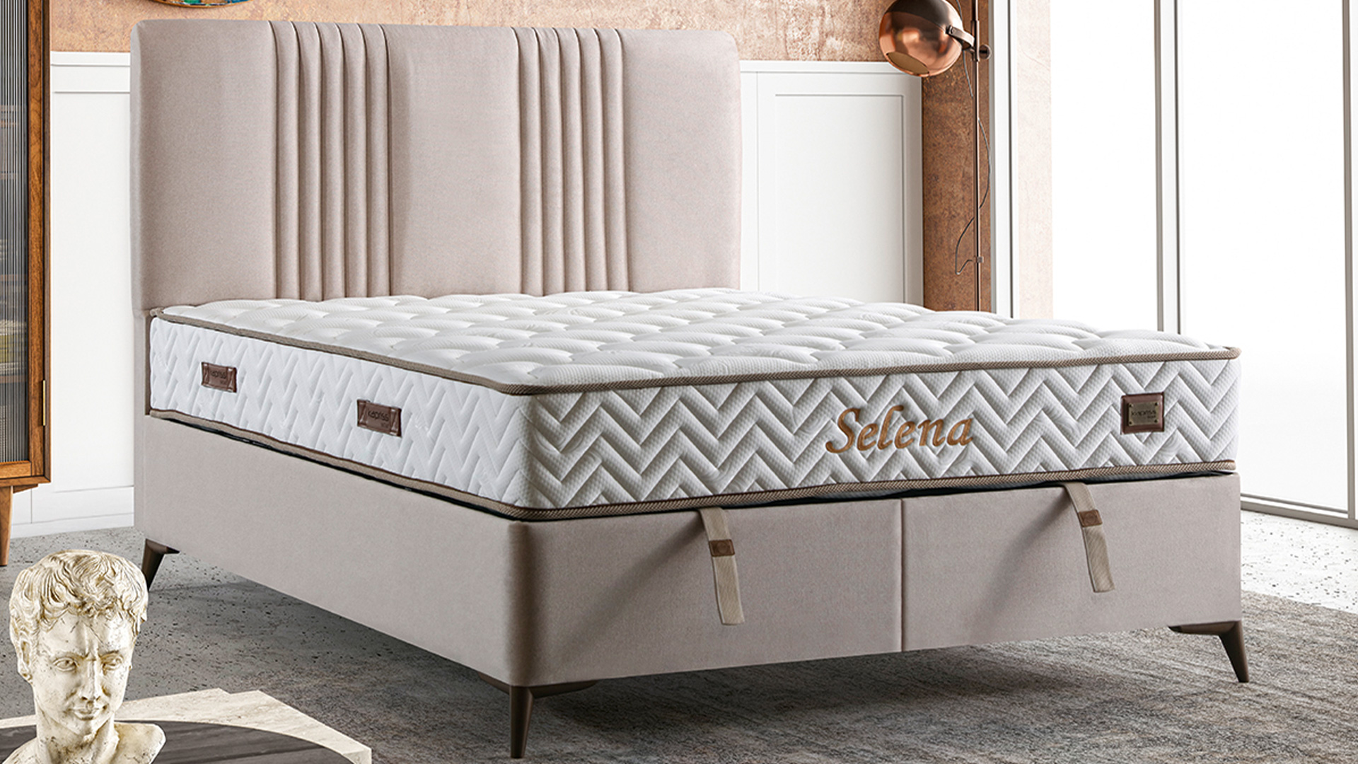 Selena Krem Yatak ve Baza Takımı