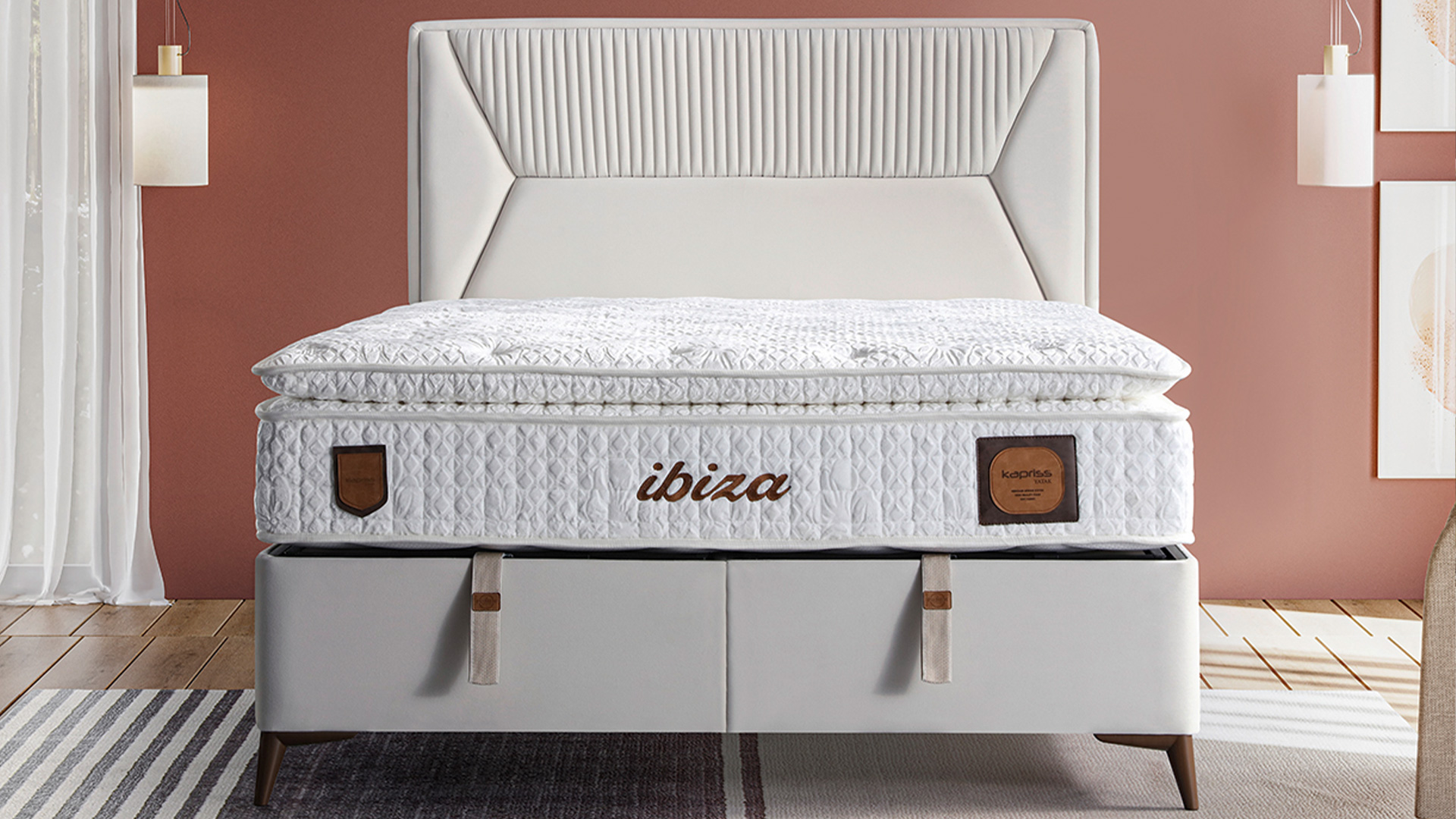 Ibiza Krem Yatak ve Baza Takımı