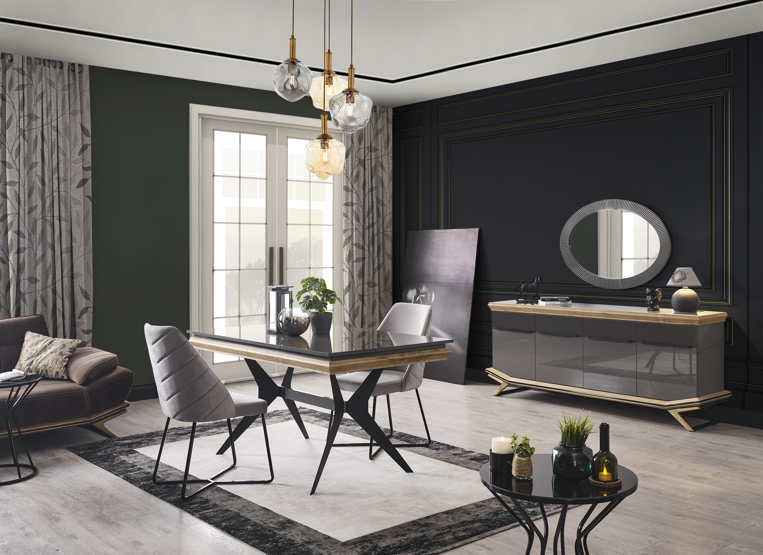 Grand Ahşap TV ünitesi+Konsol+Yemek Masası