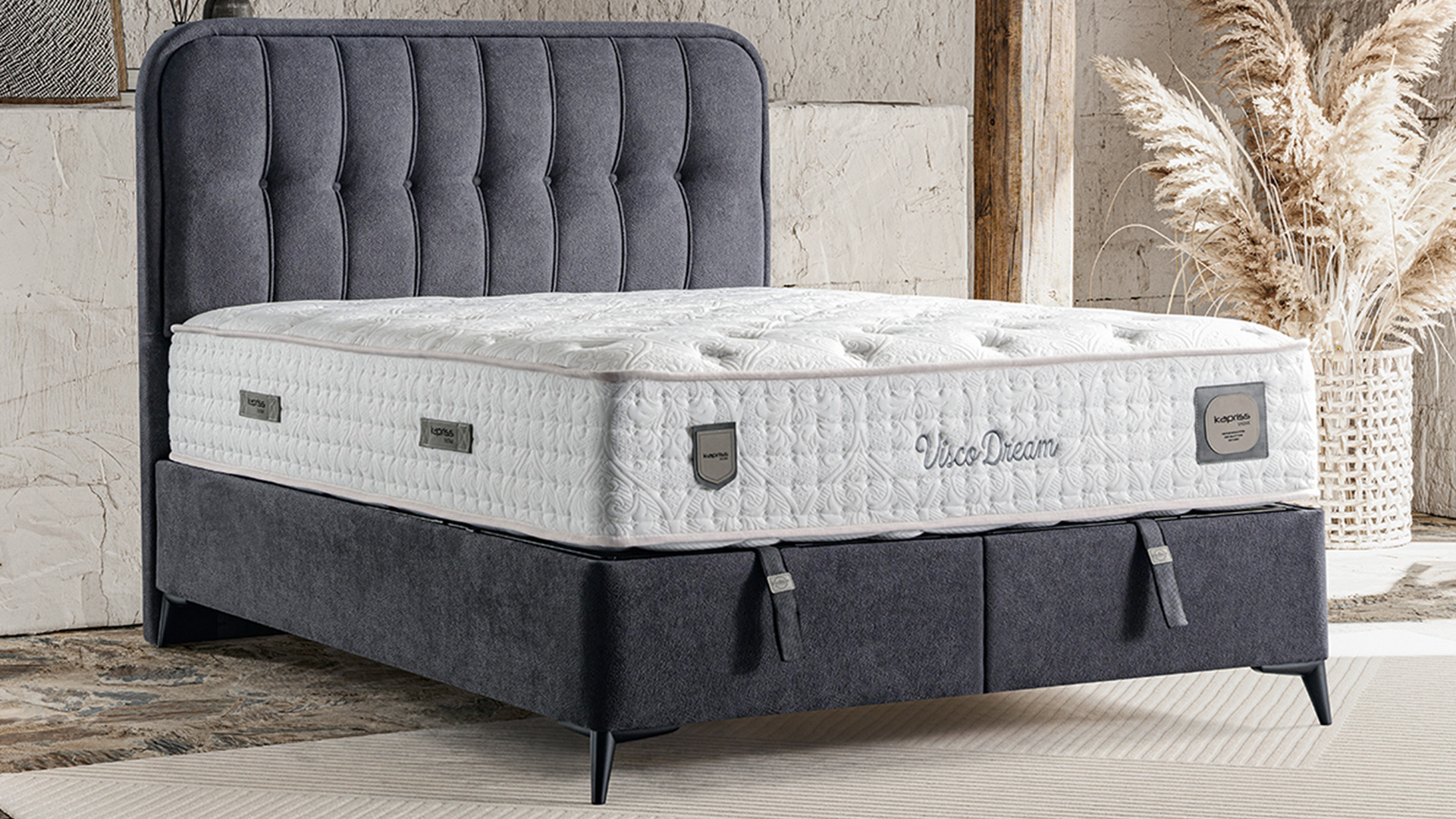 Visco Dream Antrasit Yatak ve Baza Takımı