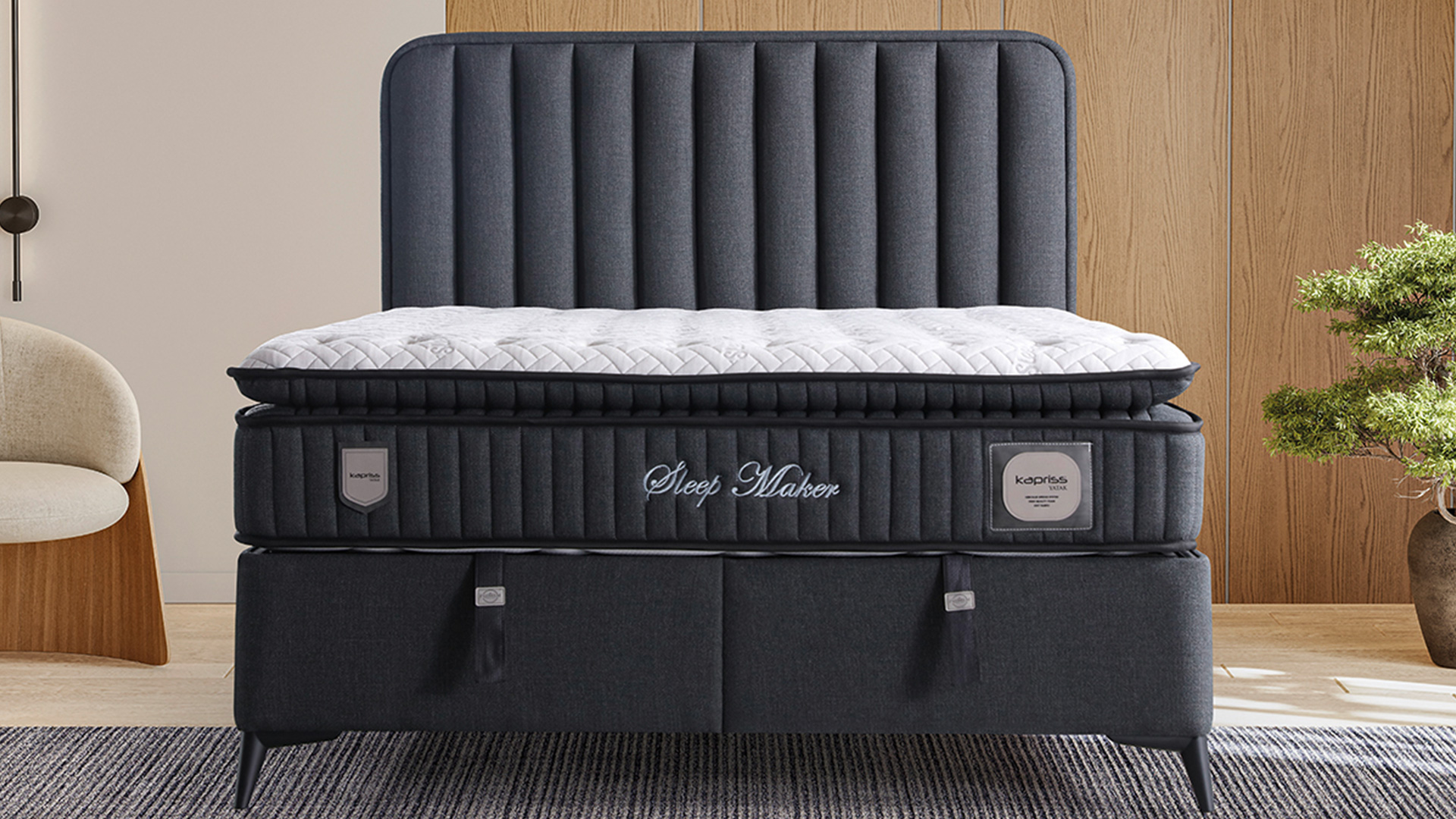 Sleep Maker Antrasit Yatak ve Baza Takımı