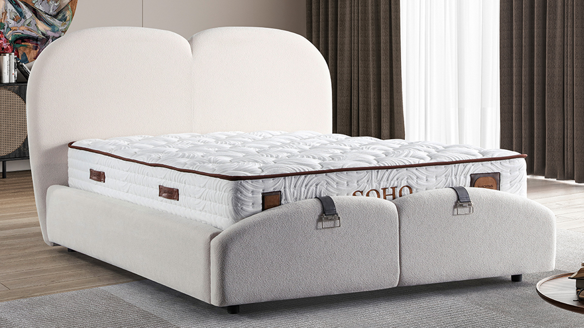 Soho Krem Yatak ve Baza Takımı