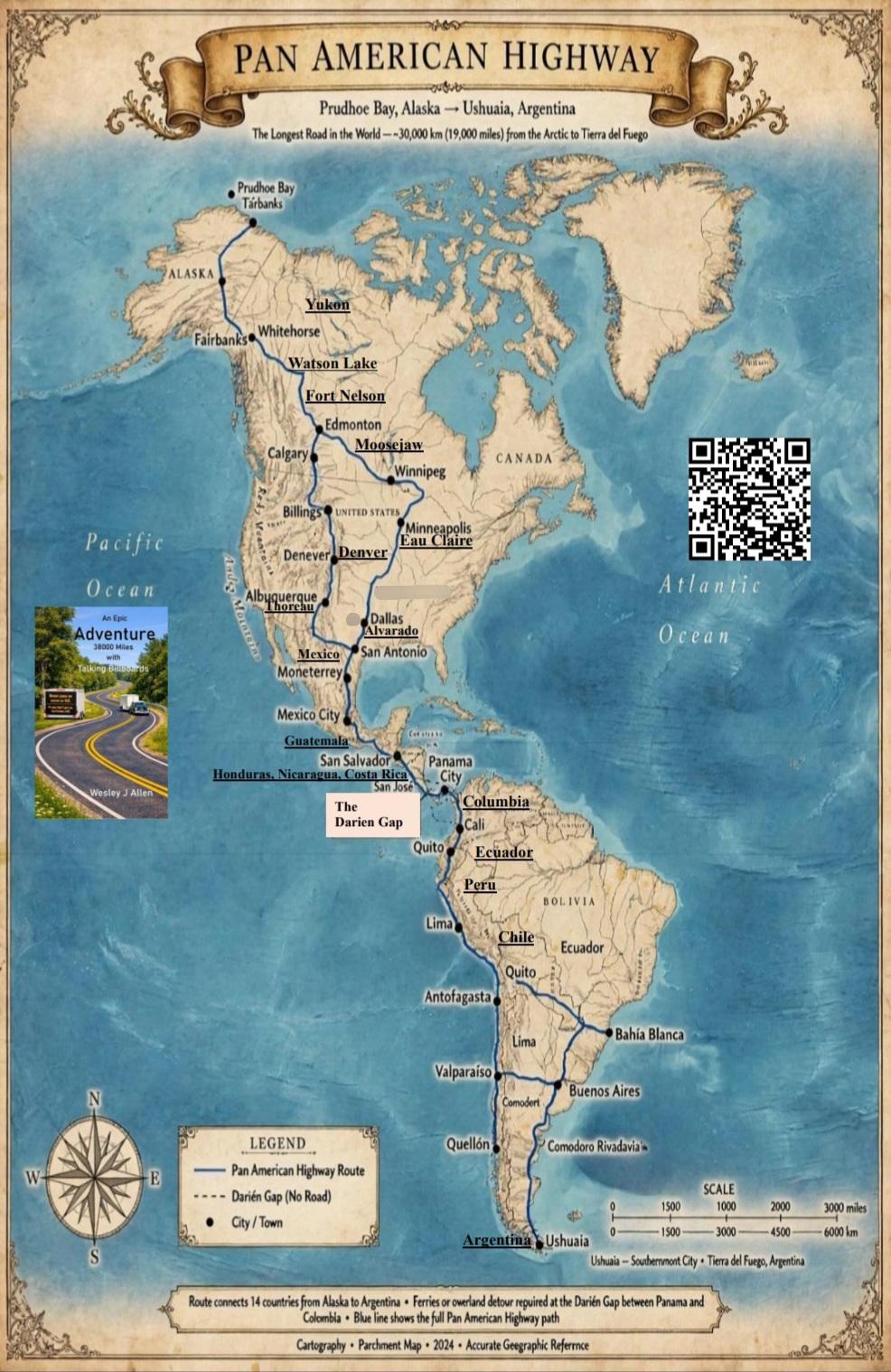 Pan American Highway-Vintage Map