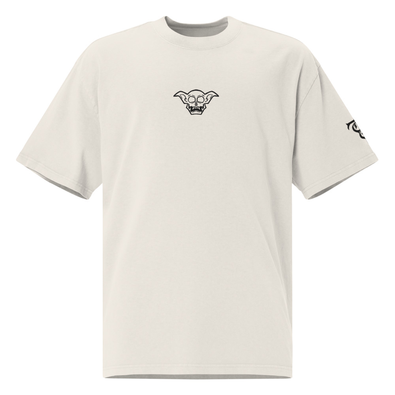GoblinHead - Oversized faded t-shirt, black embroidery