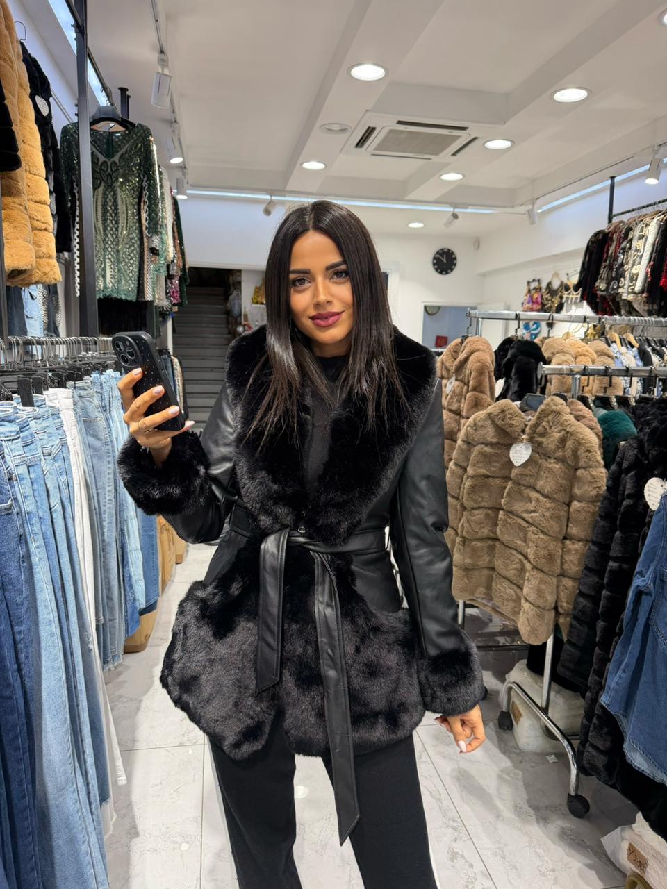 Velvet Coat with Fur