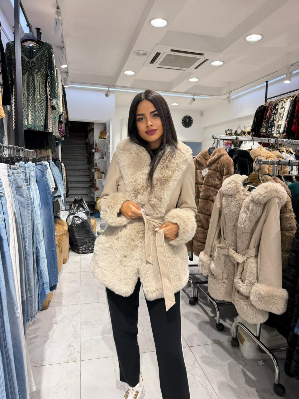 Velvet Coat with Fur