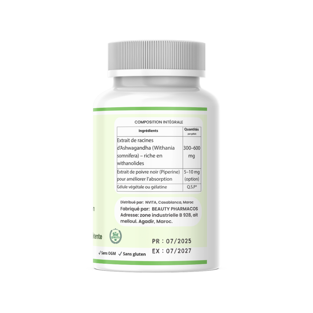 Ashwagandha - Réduit le stress et l’anxiété - 60 gélules