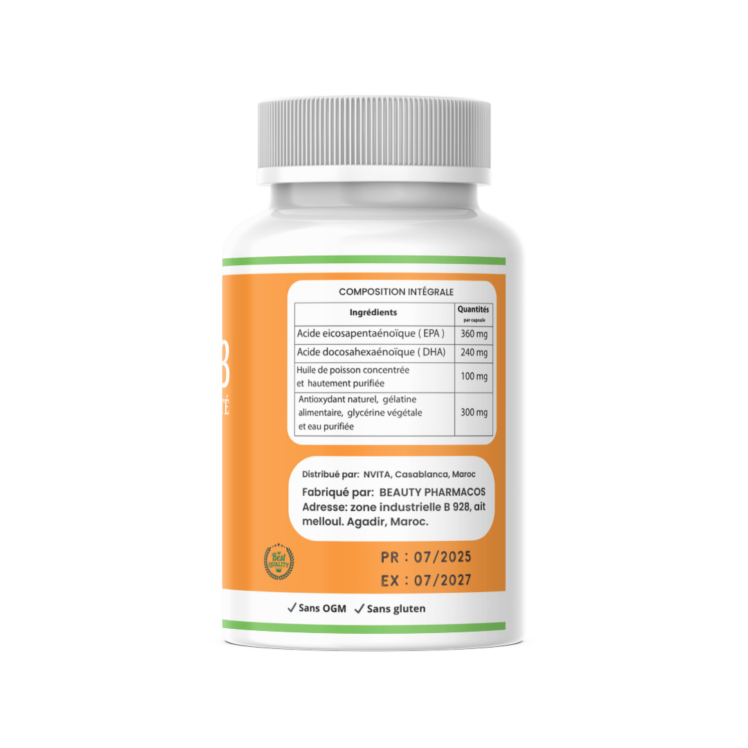 Oméga-3 - santé du cœur, du cerveau et des yeux - 60 gélules