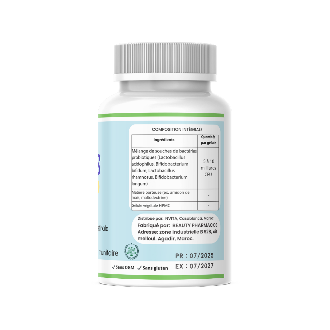 Probiotiques - Meilleur digestion & réduit les ballonnements - 60 gélules