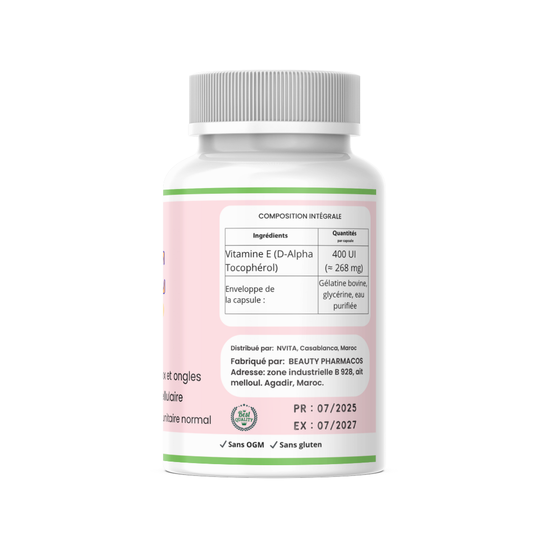 Vitamine E - Régénère la peau en profondeur - 60 gélules