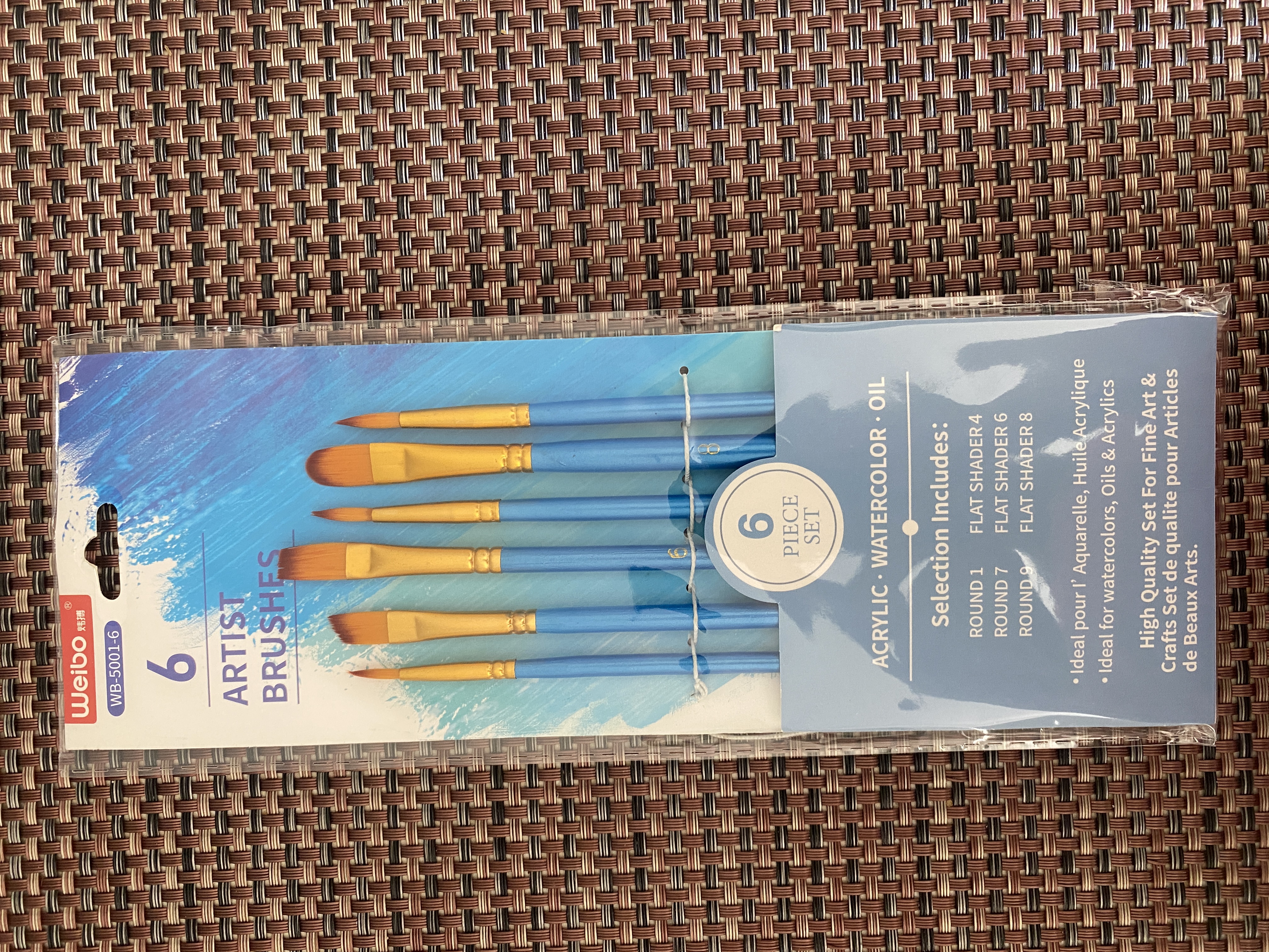 Pinceles marca  WEIBO de 6 PIEZAS.  Código: 3002 