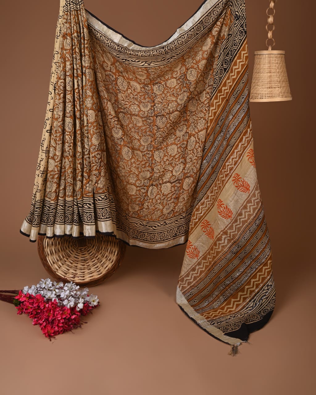 Linen Hand Block Print Saree