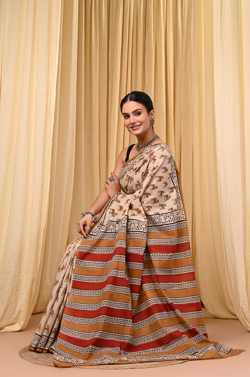 Hand block print mul cotton