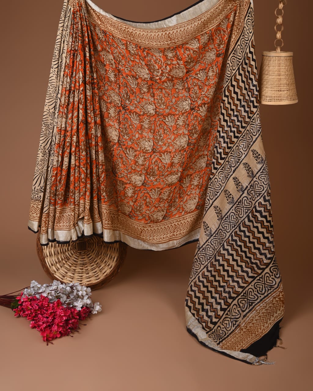 Linen Hand Block Print Saree