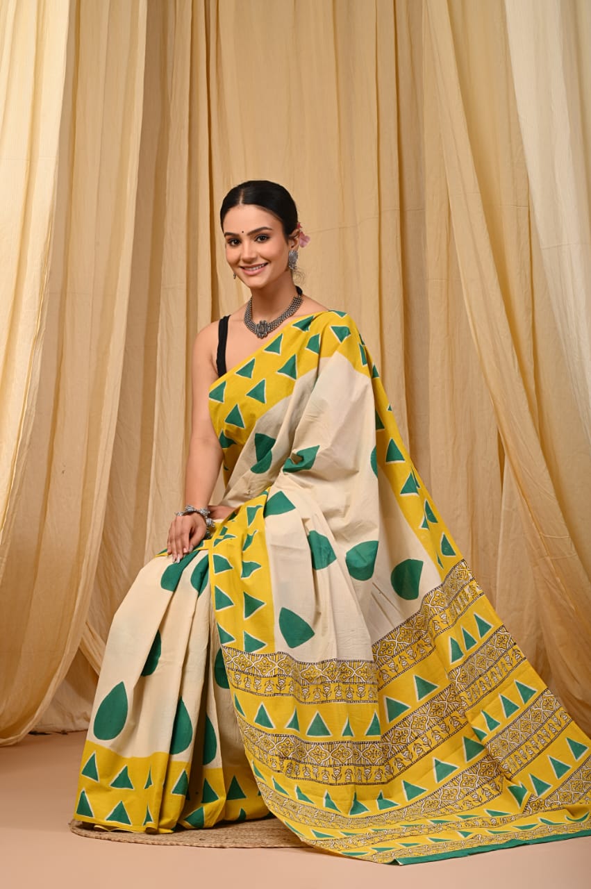 Hand block print mul cotton