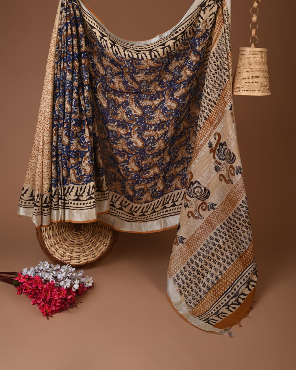 Linen Hand block Printed Saree