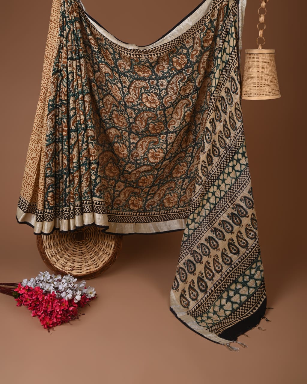 Linen Hand Block Printed Saree