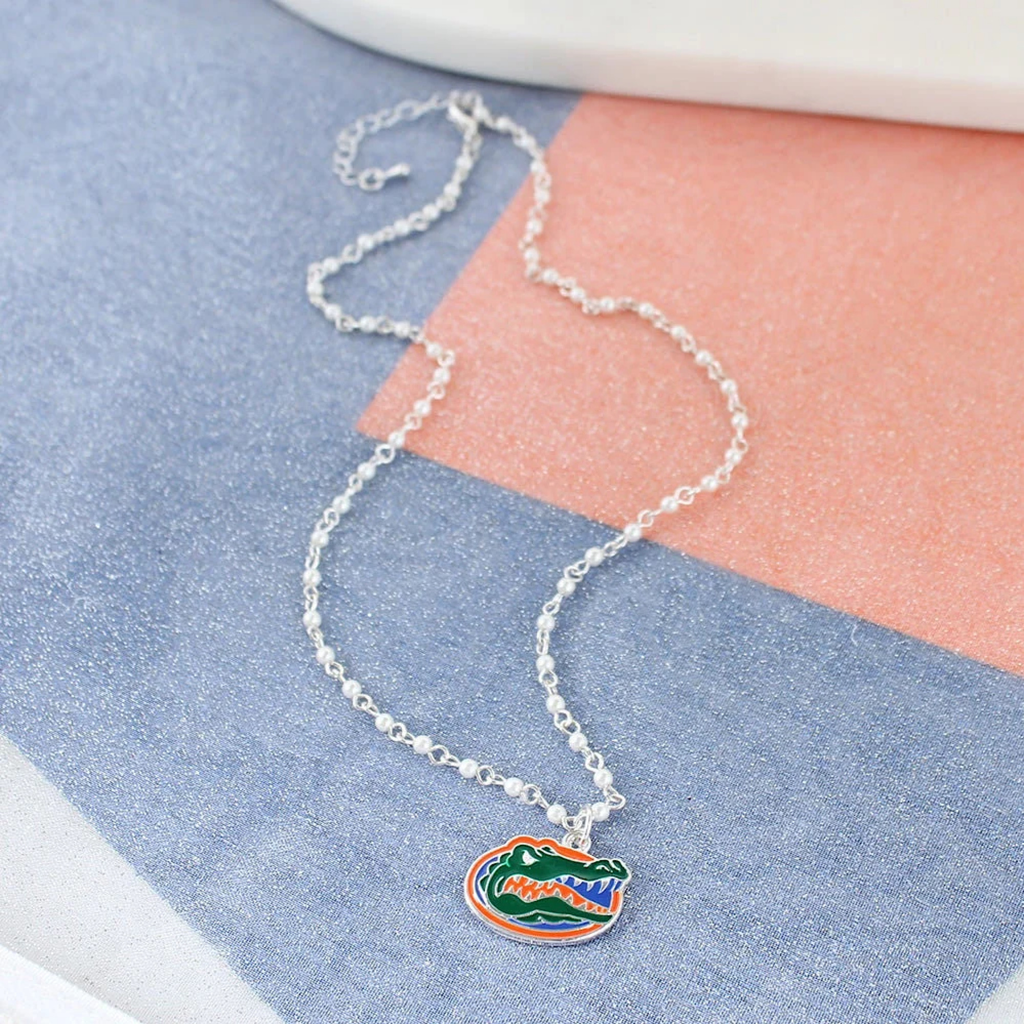 Florida Gators Pearl and Chain Logo Necklace