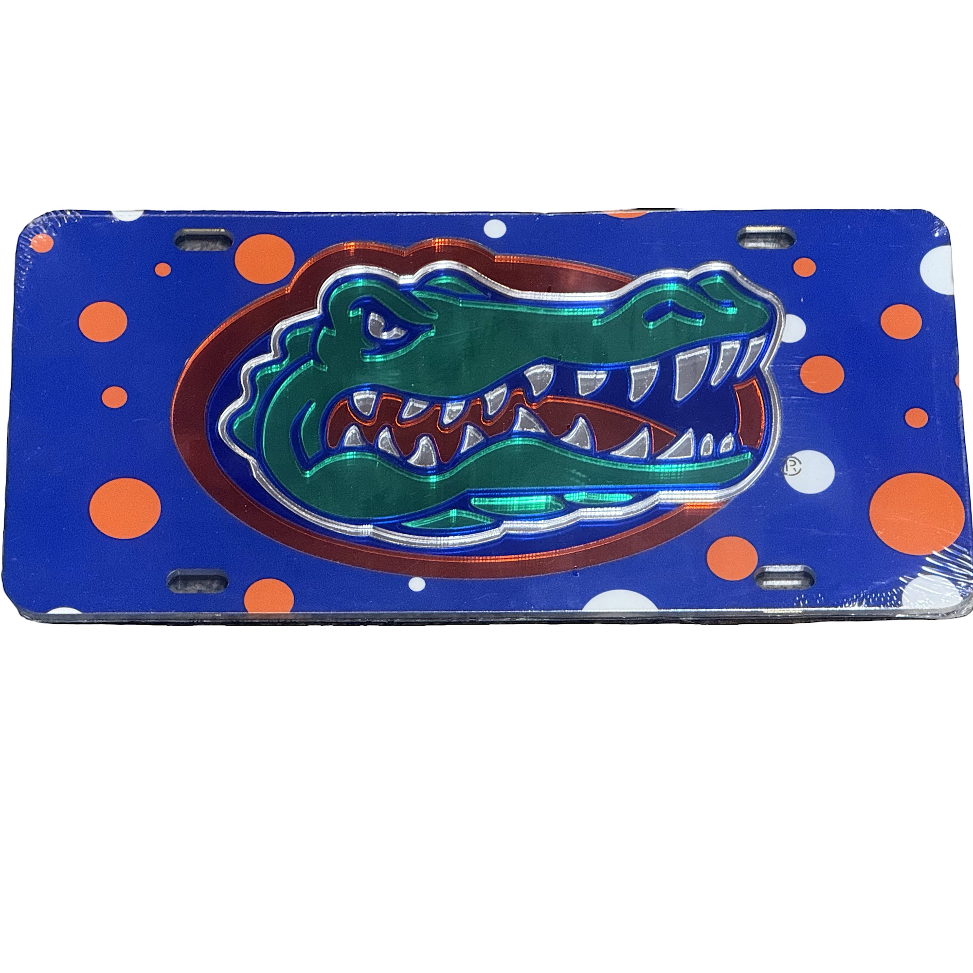 Florida Gators Mirrored Polka Dot License Plate