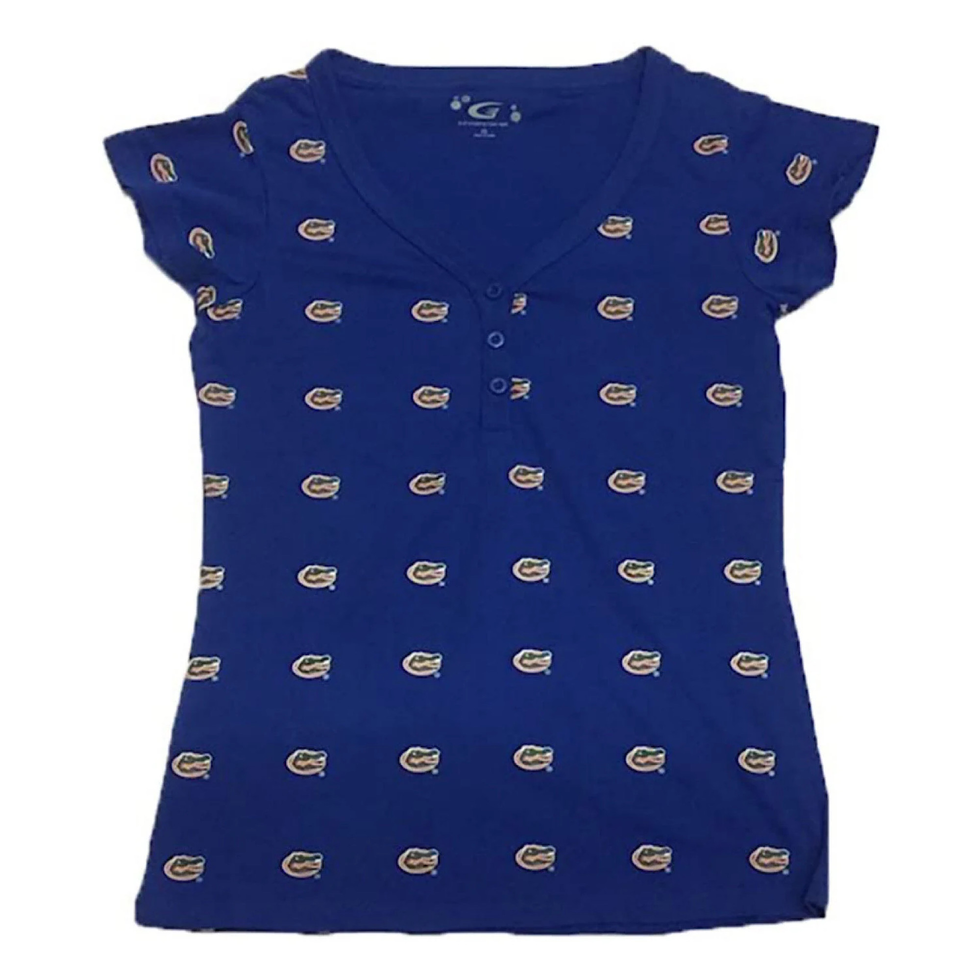 Blue Women's 3 Button Printed Shirt