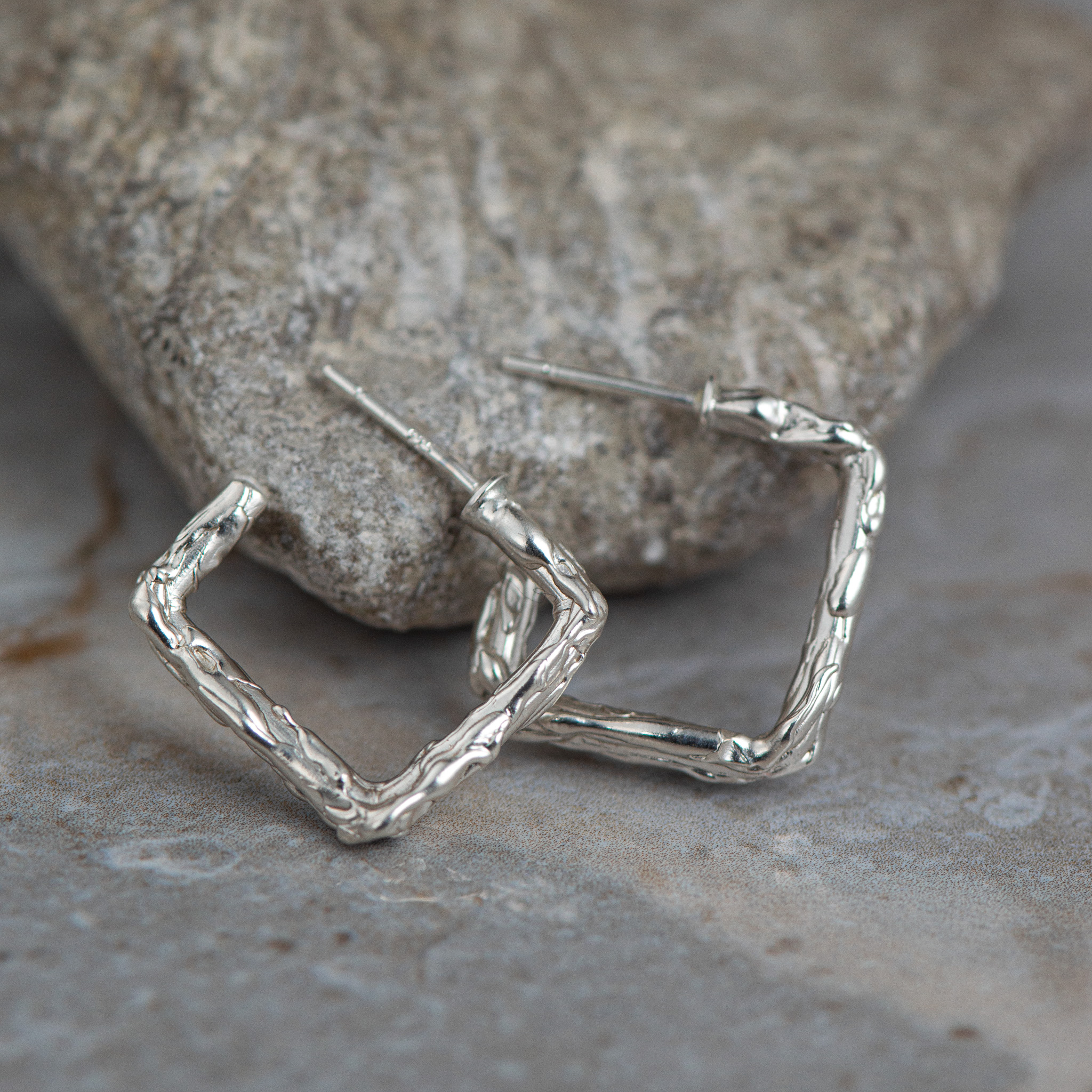 Sidabriniai auskarai "Kvadratas"