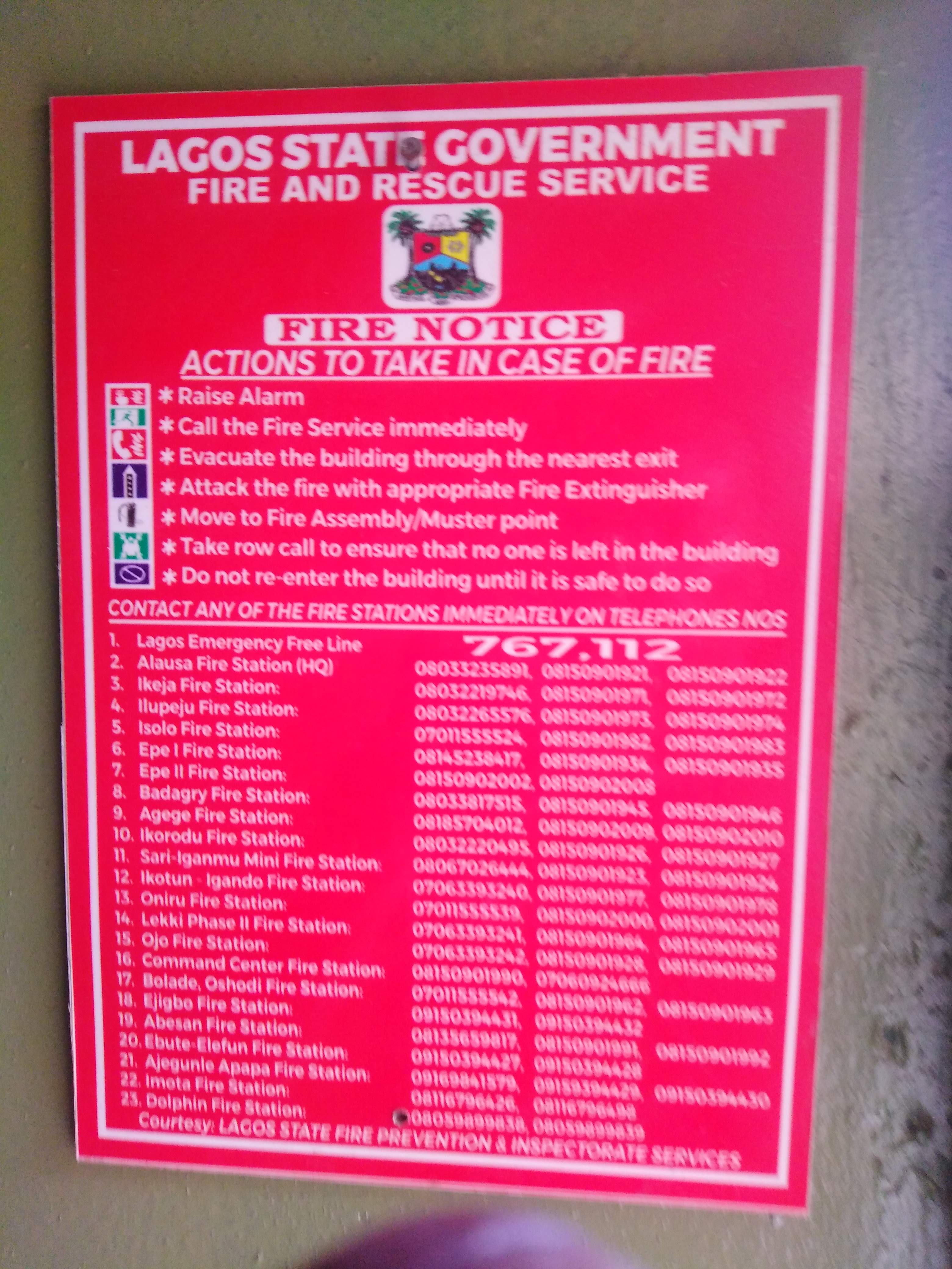 Fire Safety Notice Board