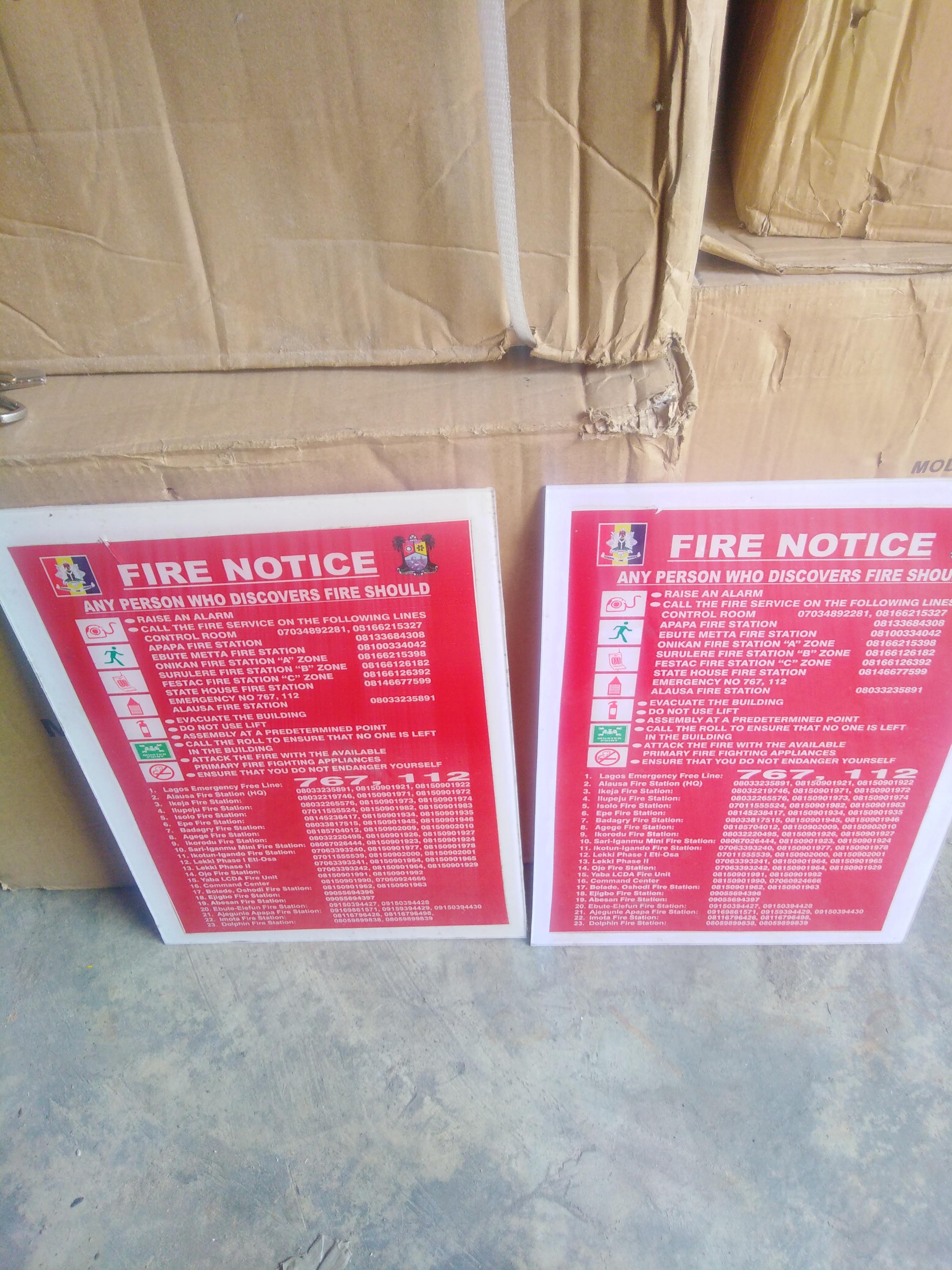 Fire Safety Notice Sign