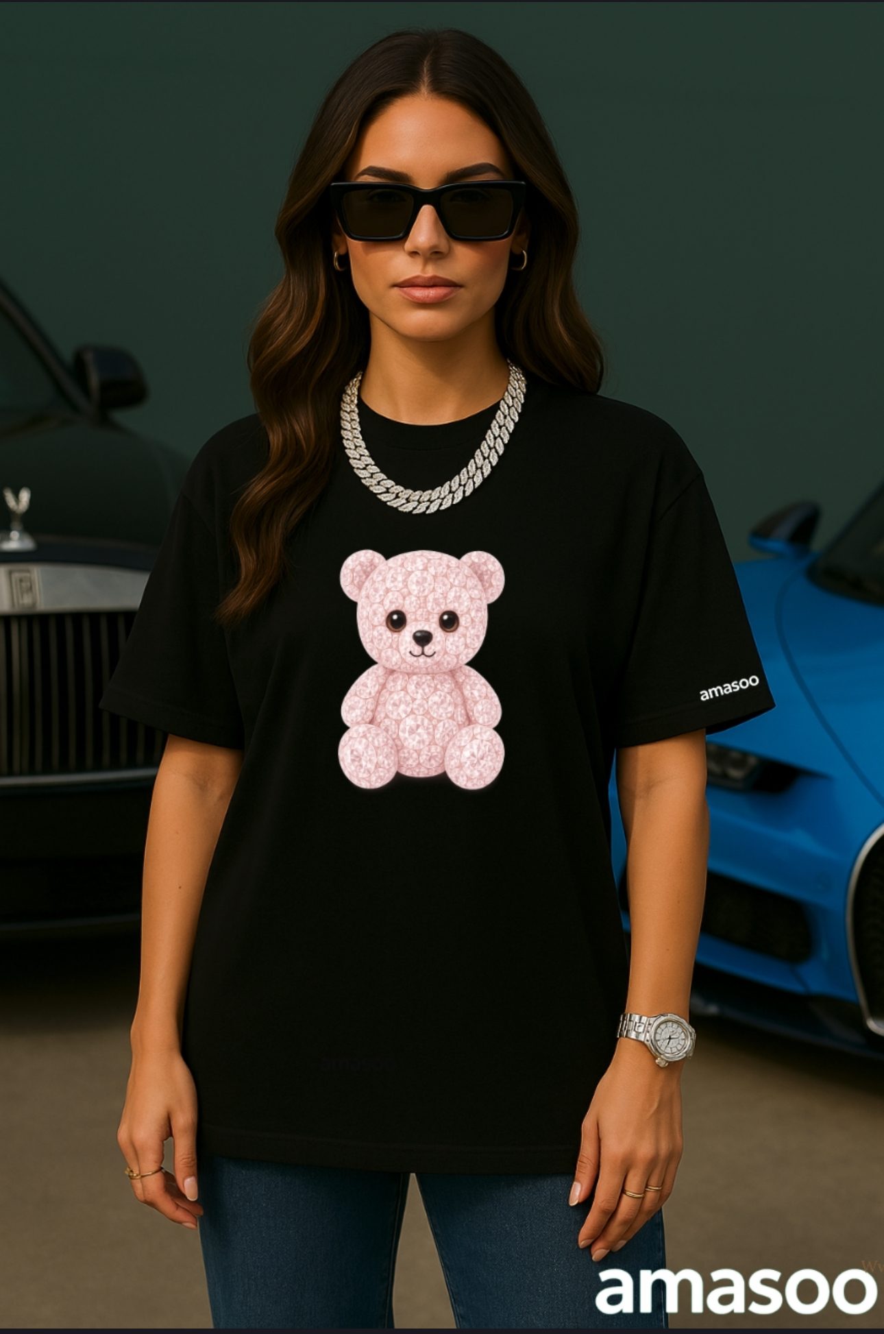 Black Teddy Bear Graphic T-Shirt