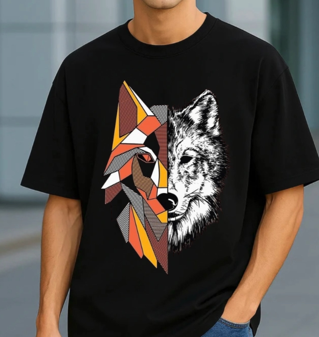 Geometric Wolf Graphic T-Shirt