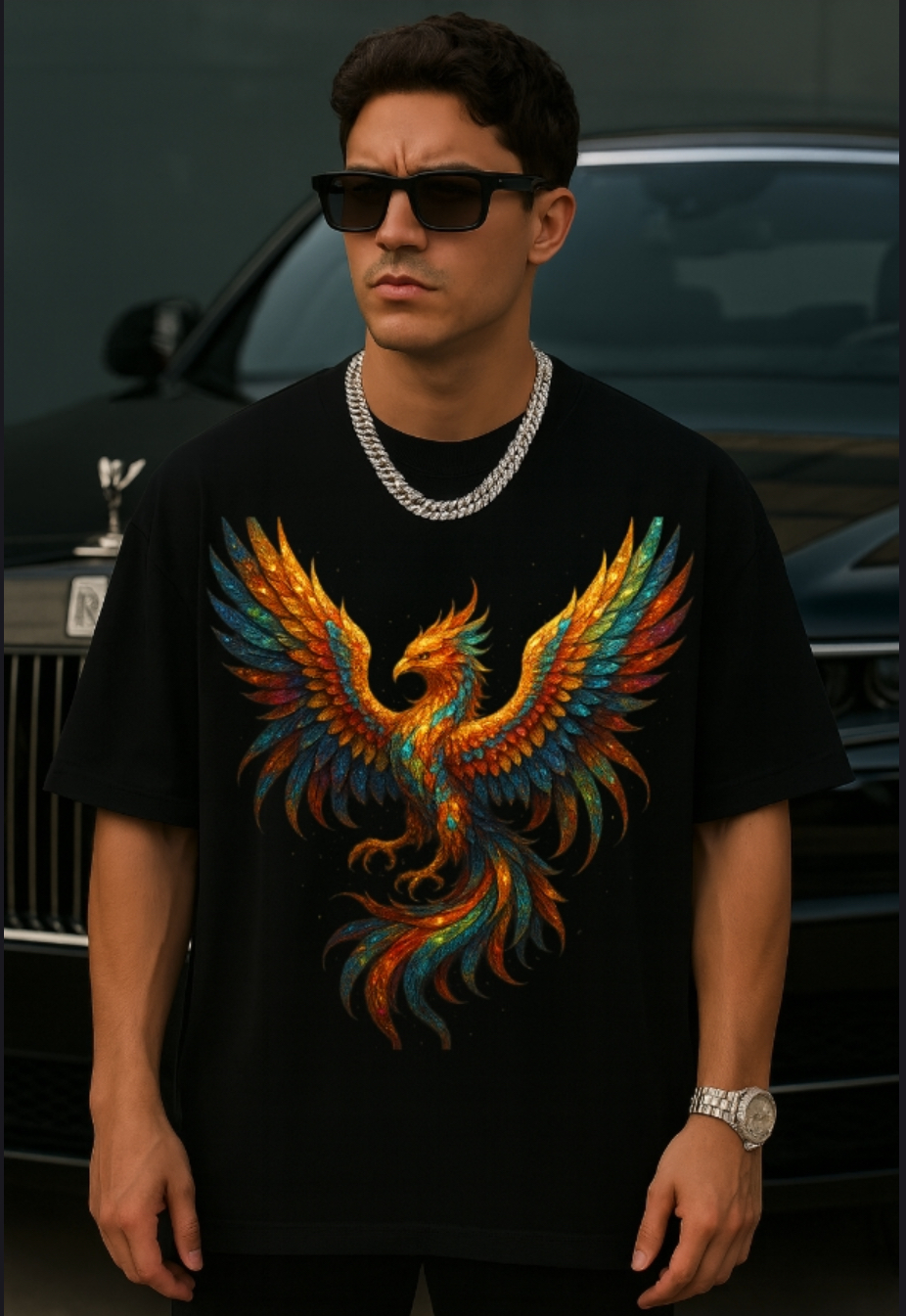 Colorful Phoenix Graphic T-Shirt