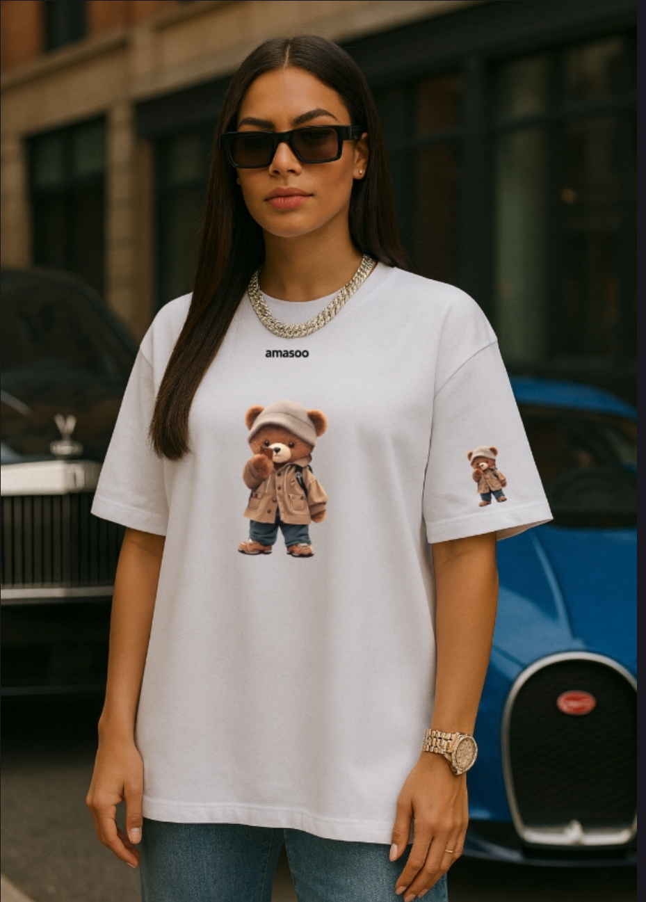 Bear Graphic White T-Shirt
