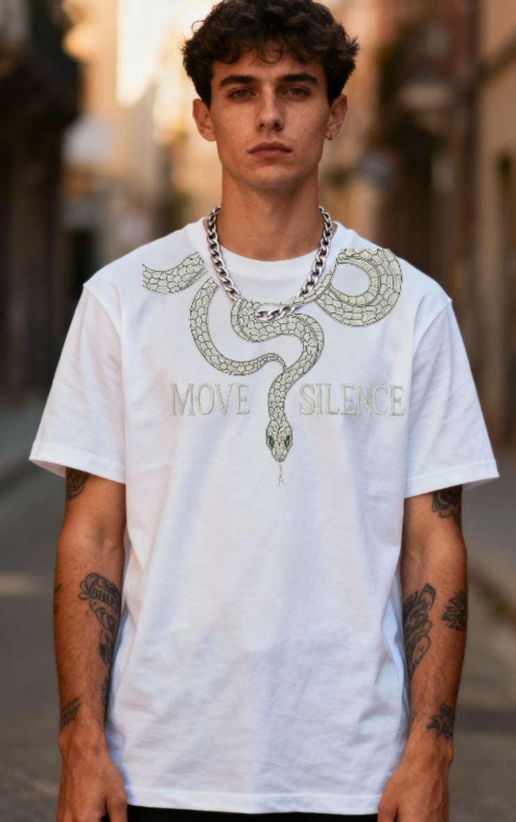 Snake Graphic White T-Shirt
