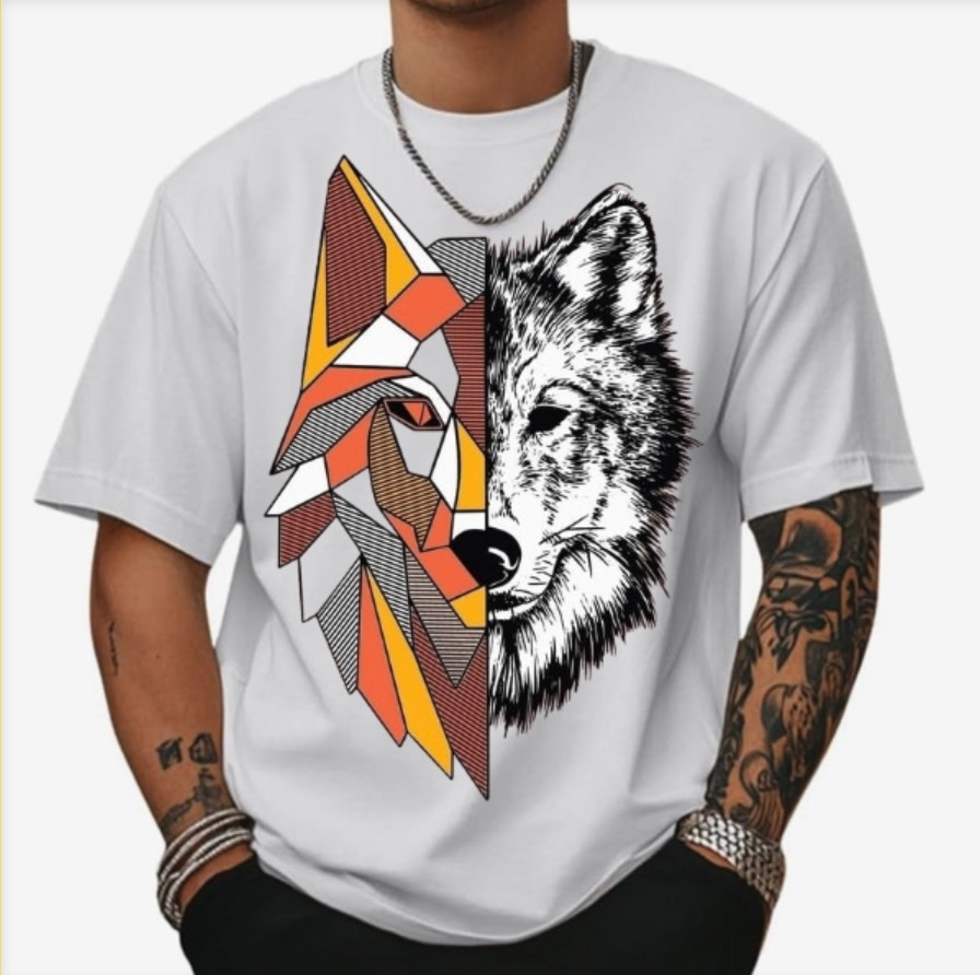 Geometric Wolf Graphic T-Shirt