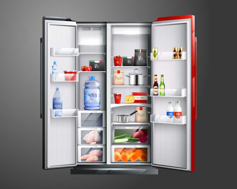 Gevson Black Double Door Refrigerator