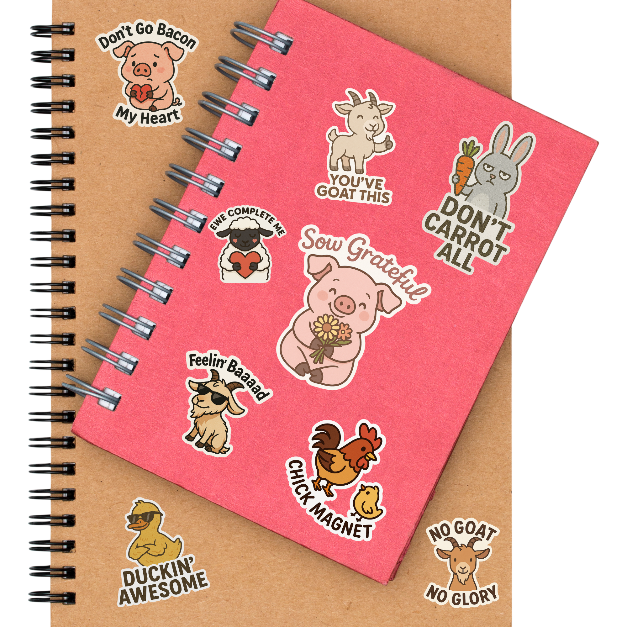 Farm Animal Pun Stickers Set