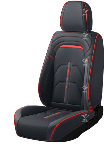 كفر مقعد سيارة جلد أسود أحمر