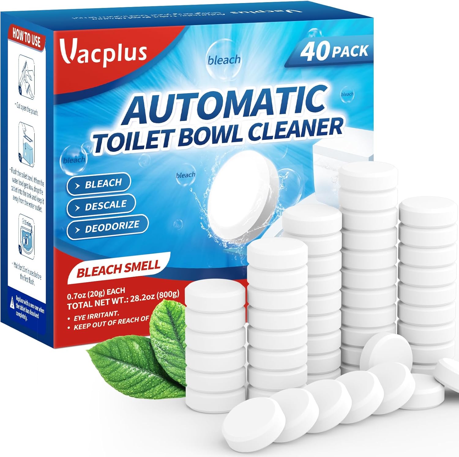 Vacplus Toilet Bowl Cleaner Tablets 40 PACK