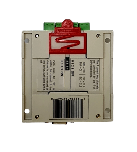 RS232 to 4 channel Current Loop Converter, non isolated active transmitter and receiver, with enable / disable DIP on board