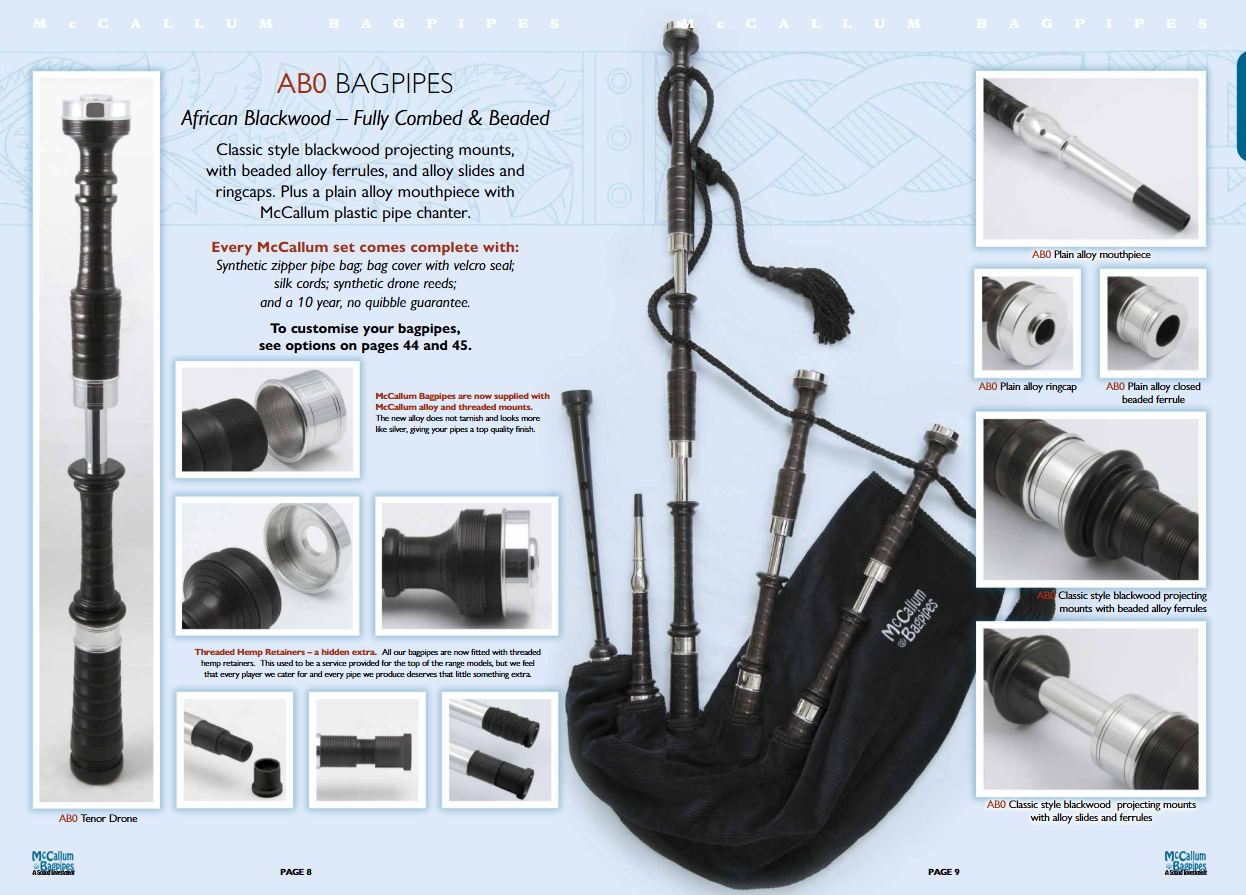 McCallum AB0 Blackwood Bagpipes